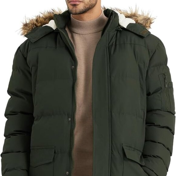 Men's Winter Coat Warm Water Resistant Puffy Hooded Windbreaker Insulated sz 3XL - Picture 1 of 4